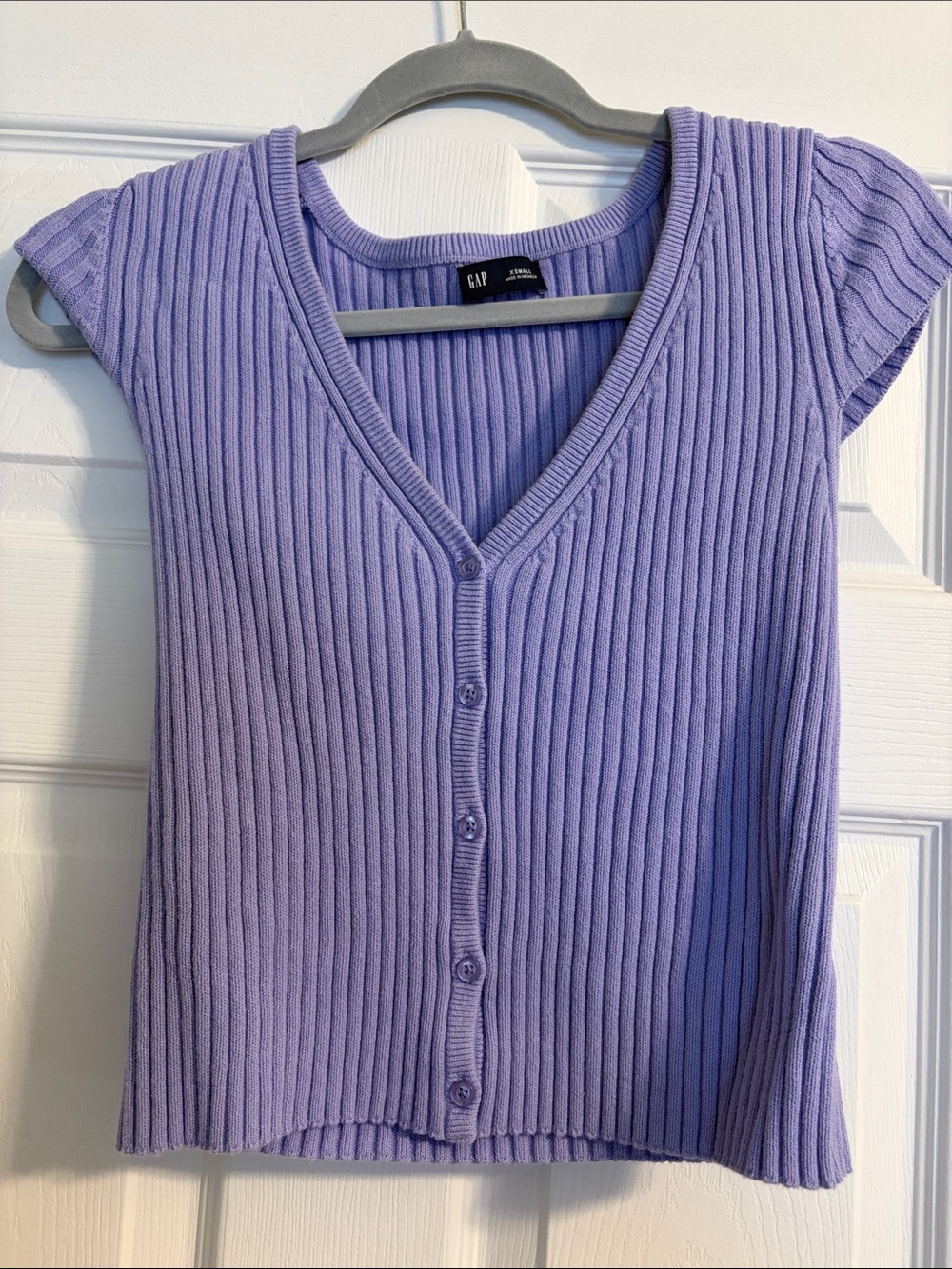 GAP Lilac Ribbed Button-Front Knit Top